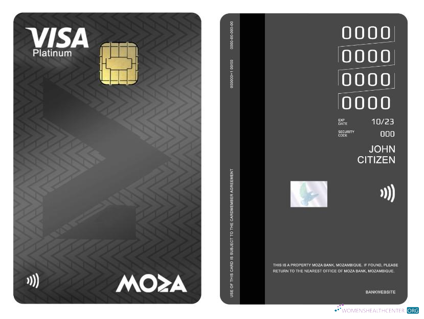 Download Mozambique Moza Bank visa platinum credit vertical card Photoshop template
